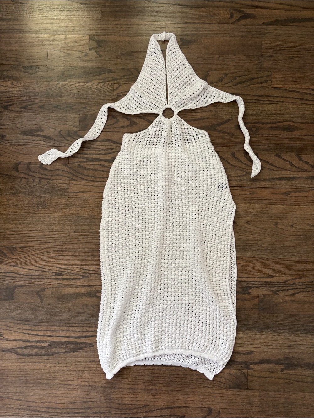 SHEIN White Crochet Halter Swim Coverup